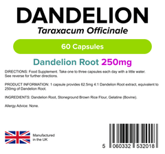 Dandelion 250mg Capsules (60 Capsules)