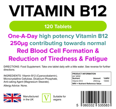 Vitamin B12 250mcg Tablets 120 Tablets